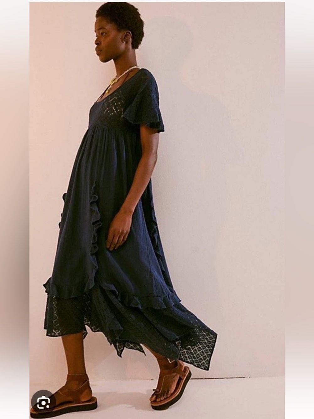 Free People Navy Blue
Bring the Romance Handkerchief Hem Maxi Dress size M